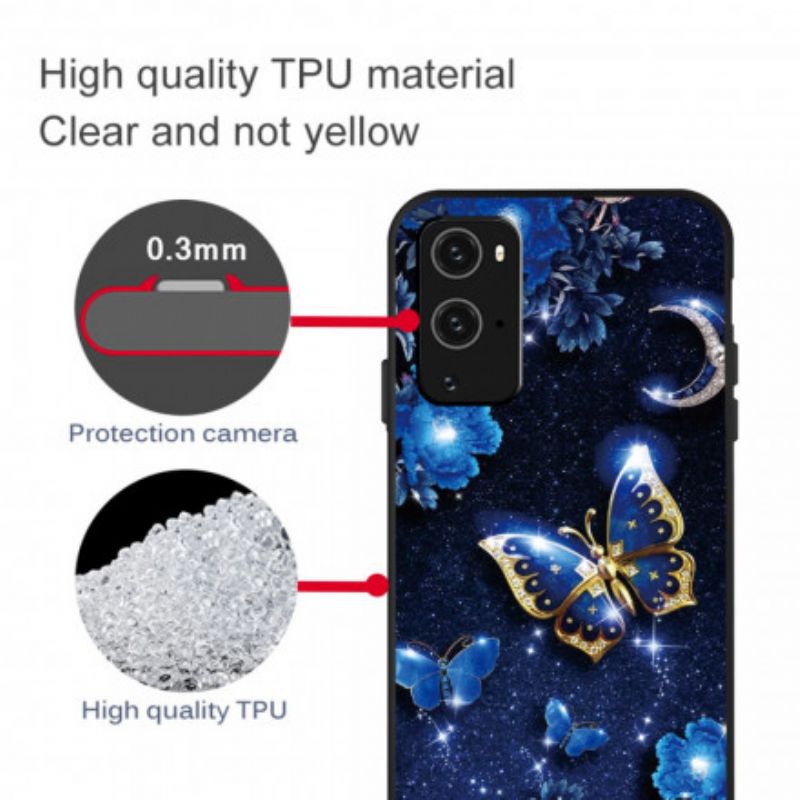 Cover OnePlus 9 Pro Gylden Sommerfugl