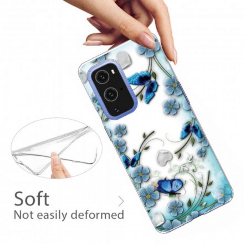 Cover OnePlus 9 Pro Retro Sommerfugle Og Blomster