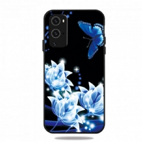 Cover OnePlus 9 Pro Sommerfugl Og Blå Blomster