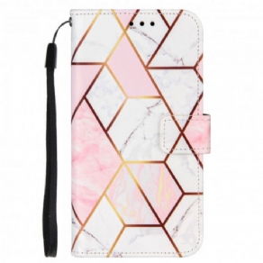 Flip Cover OnePlus 9 Pro Med Snor Stribet Geometrisk Marmor