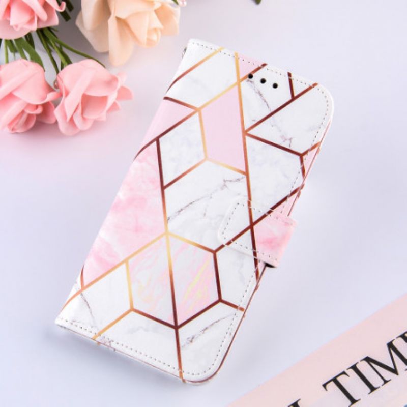 Flip Cover OnePlus 9 Pro Med Snor Stribet Geometrisk Marmor