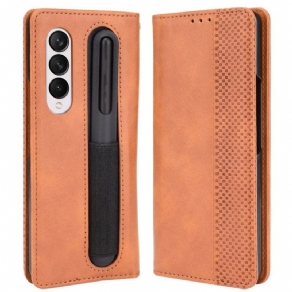 Cover Samsung Galaxy Z Fold 4 Flip Cover Retro Pen Rank