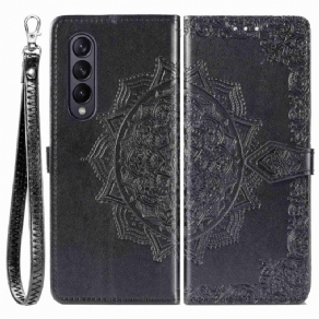 Flip Cover Samsung Galaxy Z Fold 4 Med Snor Middelalderens Strappy Mandala