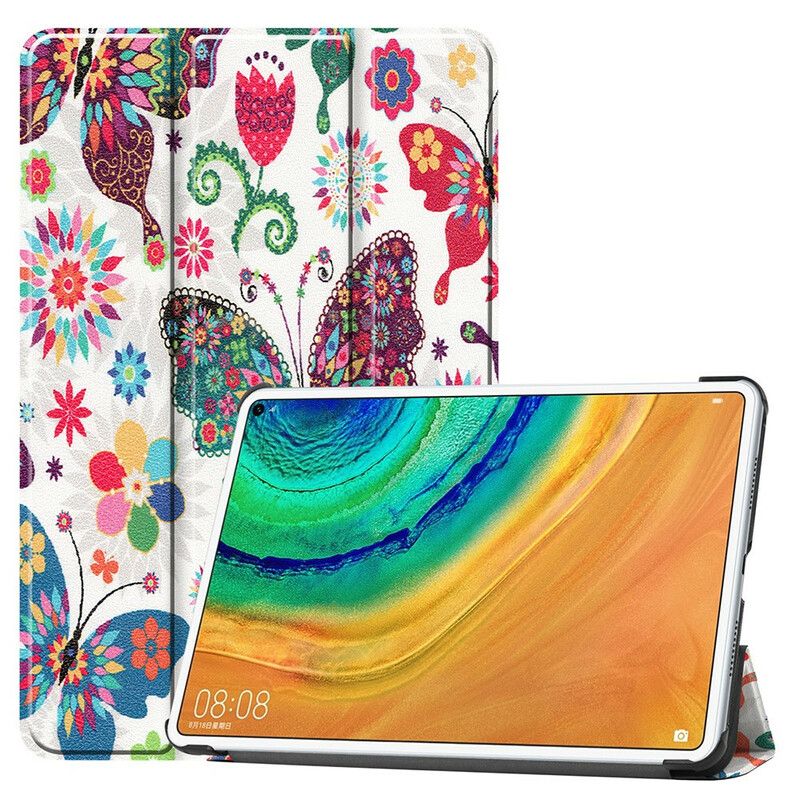 Cover Huawei MatePad Pro Retro Sommerfugle Og Blomster