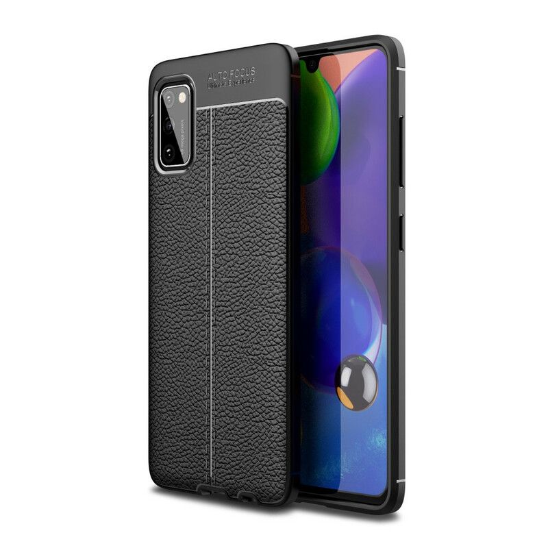 Cover Samsung Galaxy A41 Dobbelt Linje Litchi Lædereffekt