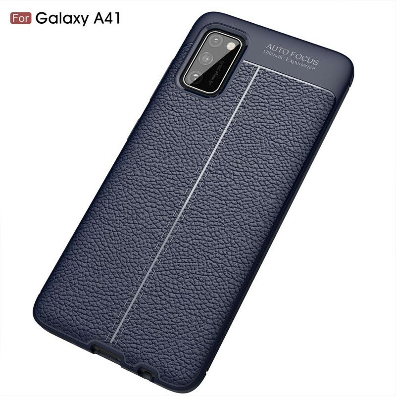 Cover Samsung Galaxy A41 Dobbelt Linje Litchi Lædereffekt