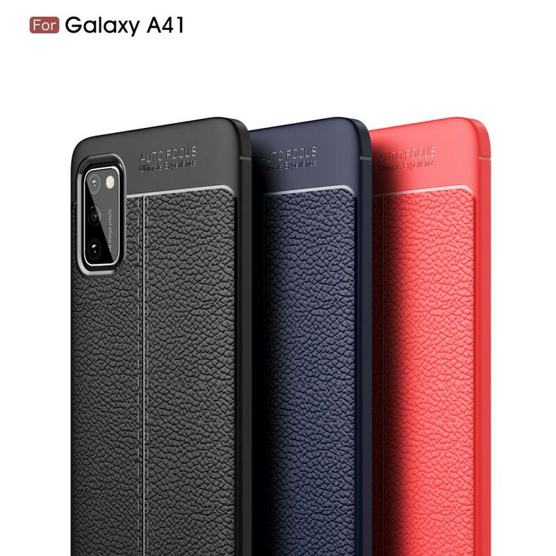 Cover Samsung Galaxy A41 Dobbelt Linje Litchi Lædereffekt