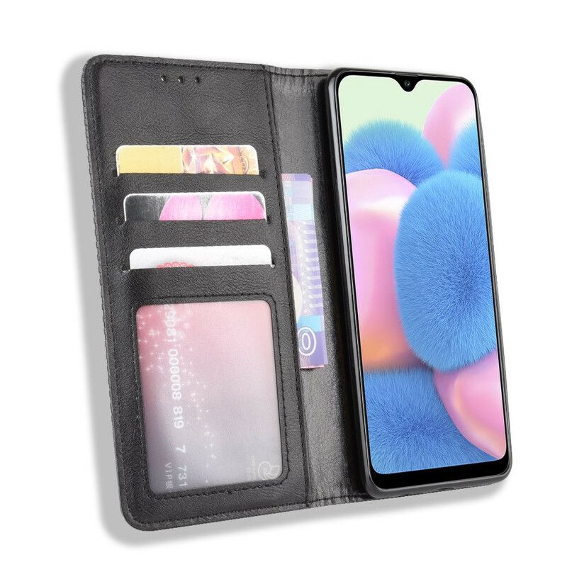 Cover Samsung Galaxy A41 Flip Cover Vintage Stiliseret Lædereffekt