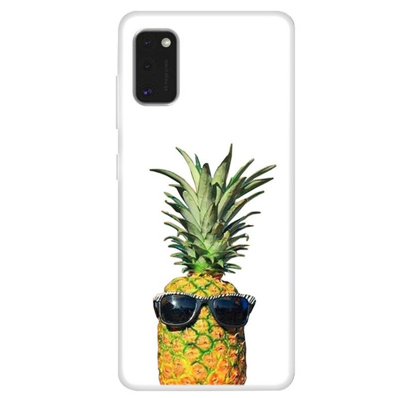 Cover Samsung Galaxy A41 Transparent Ananas Med Briller