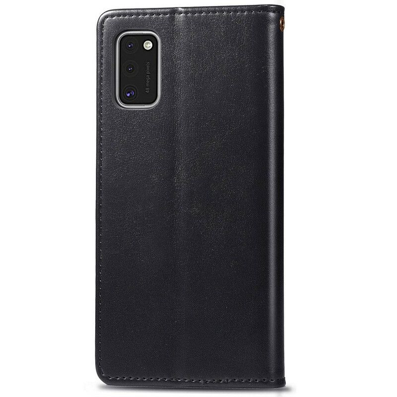 Flip Cover Samsung Galaxy A41 Imiteret Læder Og Vintage Lås