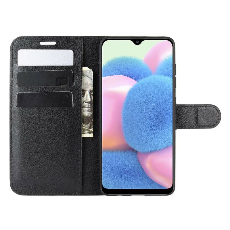 Flip Cover Samsung Galaxy A41 Klassisk Litchi-lædereffekt