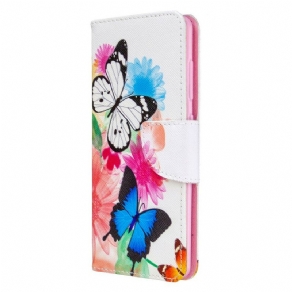 Flip Cover Samsung Galaxy A41 Malede Sommerfugle Og Blomster