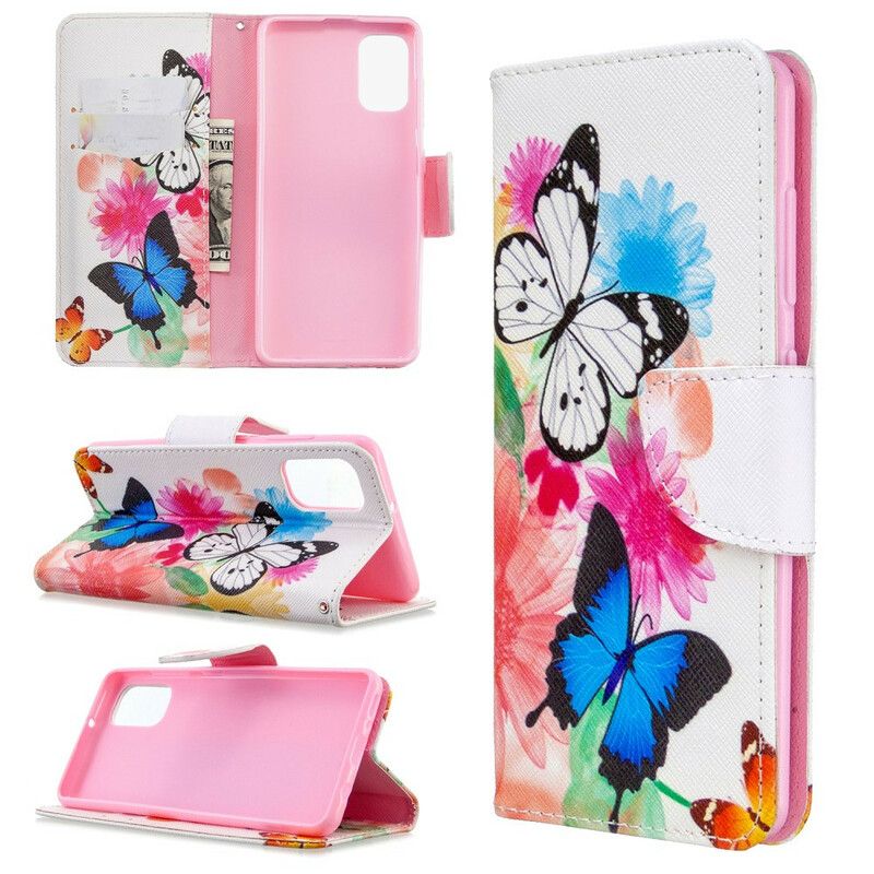 Flip Cover Samsung Galaxy A41 Malede Sommerfugle Og Blomster