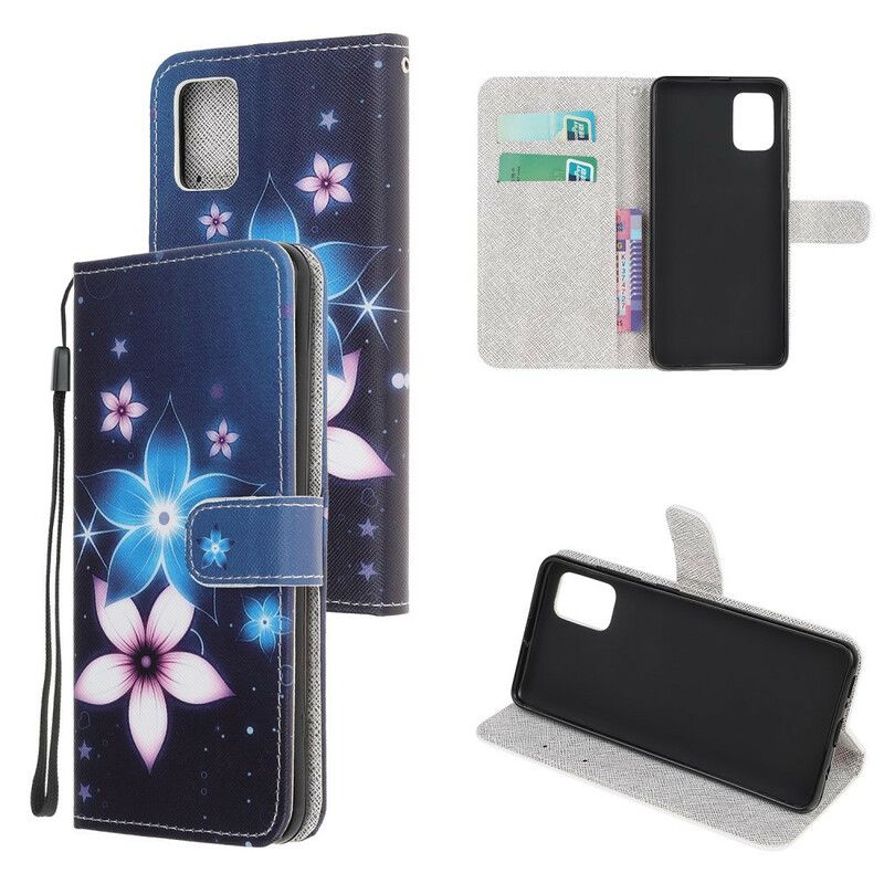 Flip Cover Samsung Galaxy A41 Med Snor Lunar Strap Blomster