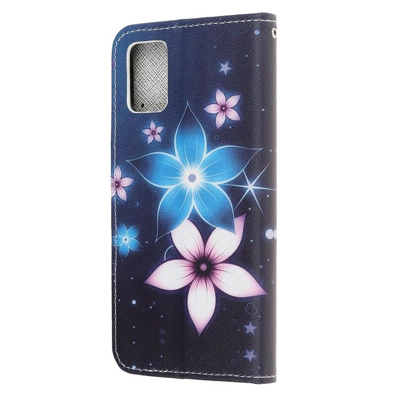 Flip Cover Samsung Galaxy A41 Med Snor Lunar Strap Blomster