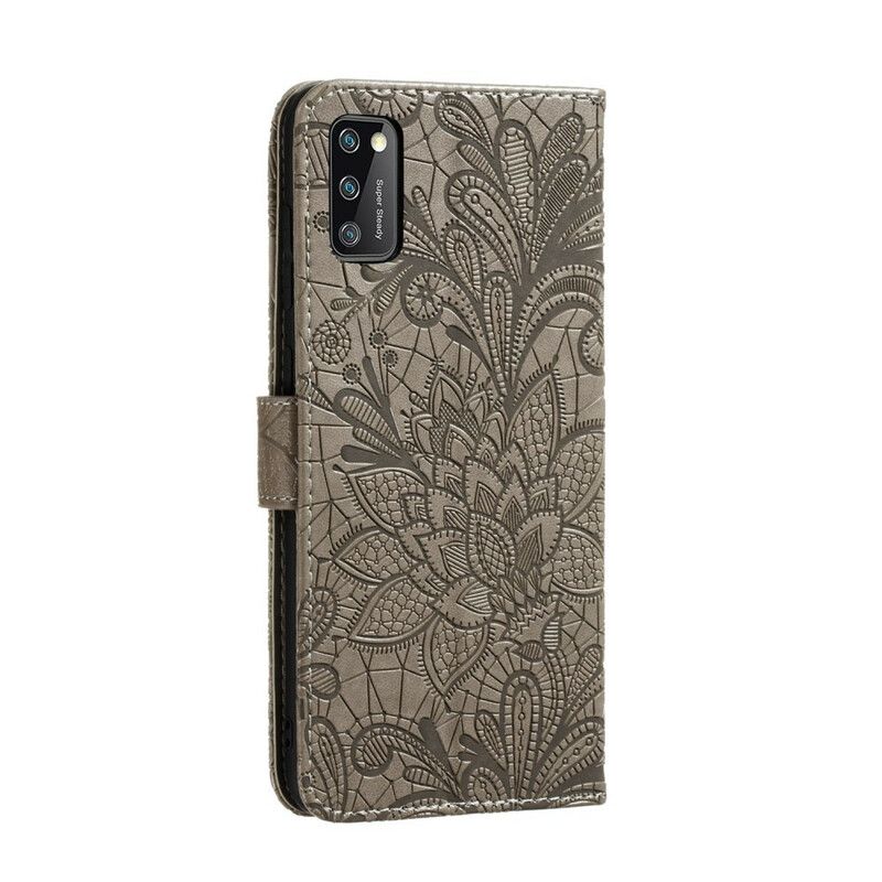 Flip Cover Samsung Galaxy A41 Med Snor Stammebåndsblomster