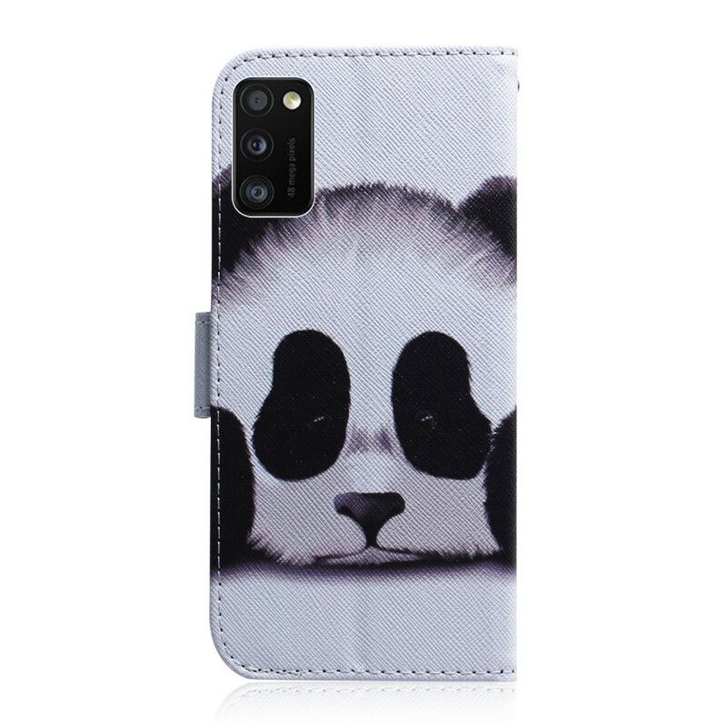 Læder Cover Samsung Galaxy A41 Panda Ansigt