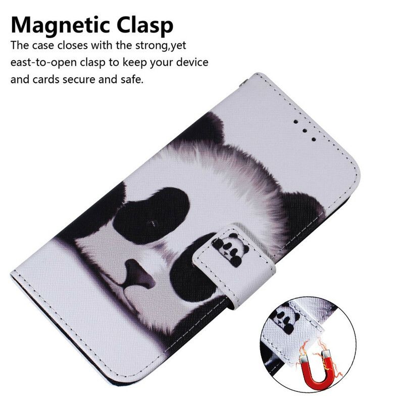 Læder Cover Samsung Galaxy A41 Panda Ansigt