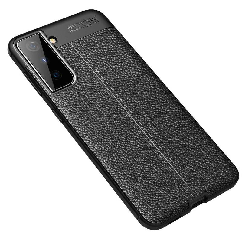 Cover Samsung Galaxy S21 5G Dobbelt Linje Litchi Lædereffekt