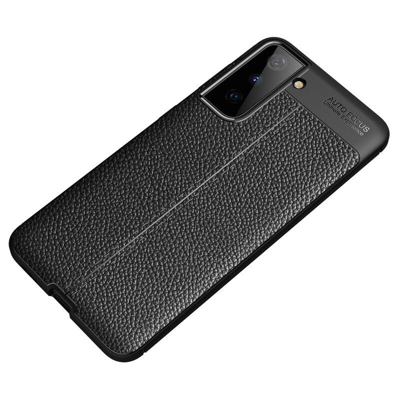 Cover Samsung Galaxy S21 5G Dobbelt Linje Litchi Lædereffekt