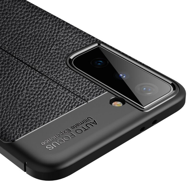 Cover Samsung Galaxy S21 5G Dobbelt Linje Litchi Lædereffekt