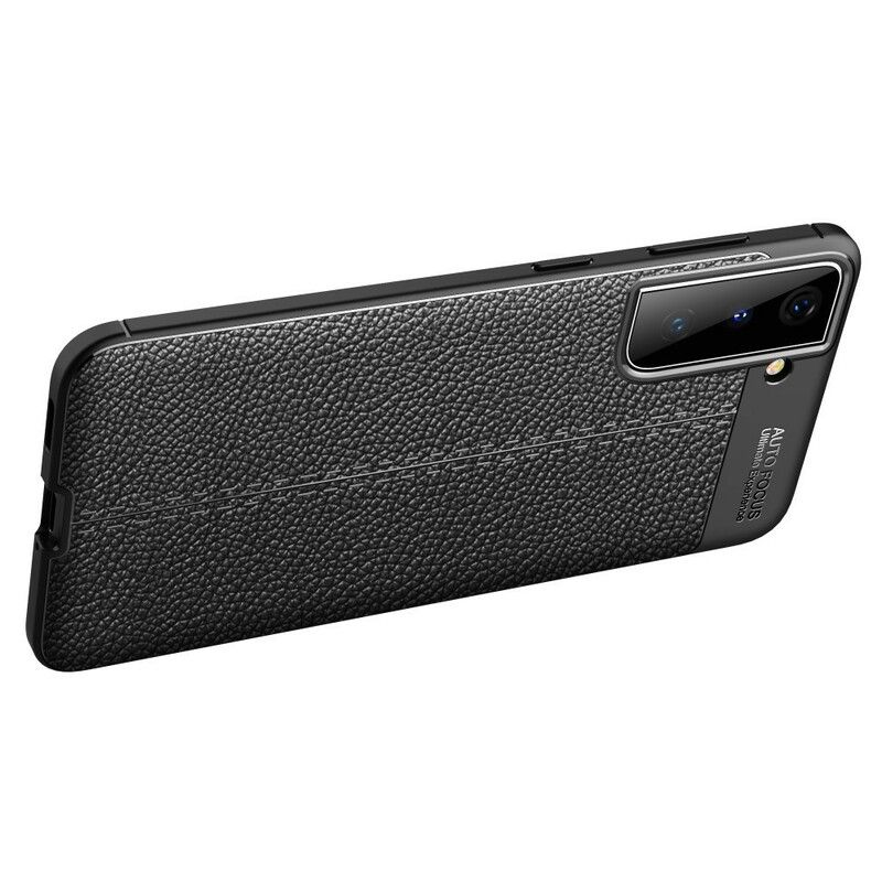 Cover Samsung Galaxy S21 5G Dobbelt Linje Litchi Lædereffekt