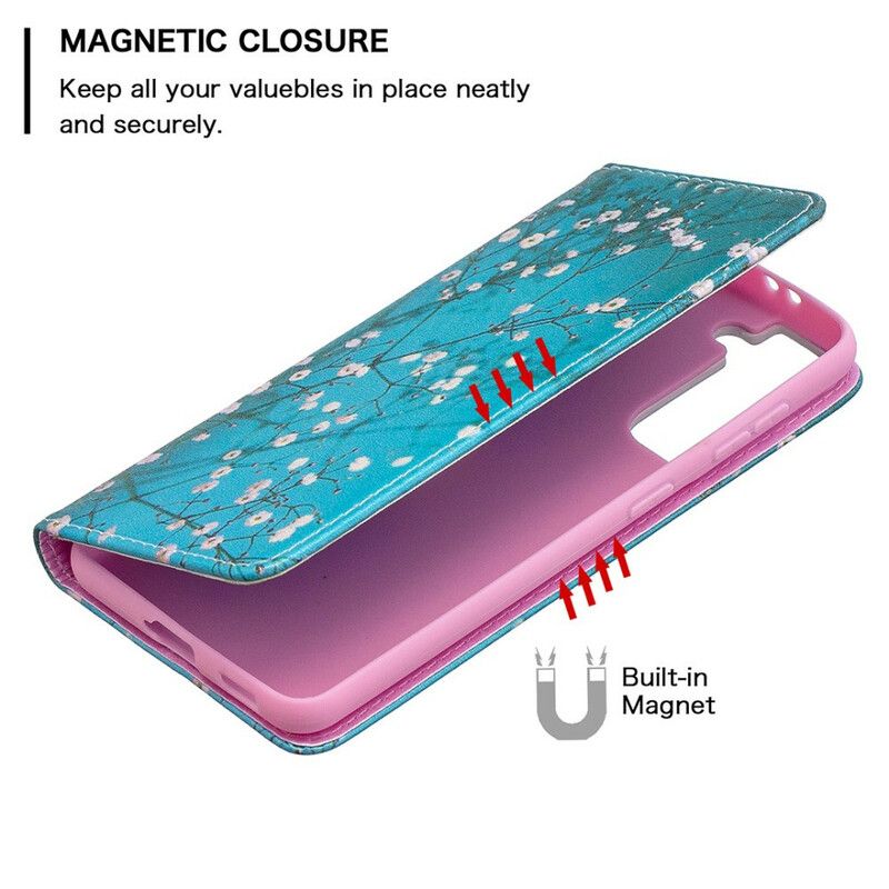 Cover Samsung Galaxy S21 5G Flip Cover Blomstrende Grene