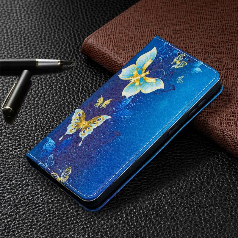 Cover Samsung Galaxy S21 5G Flip Cover Farverige Sommerfugle