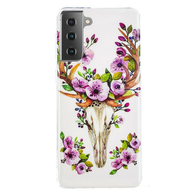 Cover Samsung Galaxy S21 5G Fluorescerende Blomsterelg