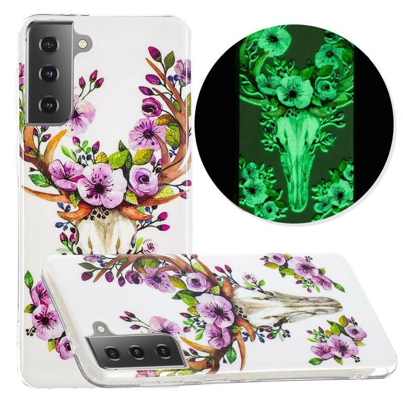 Cover Samsung Galaxy S21 5G Fluorescerende Blomsterelg