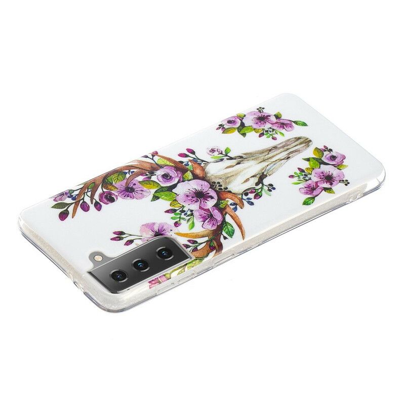 Cover Samsung Galaxy S21 5G Fluorescerende Blomsterelg