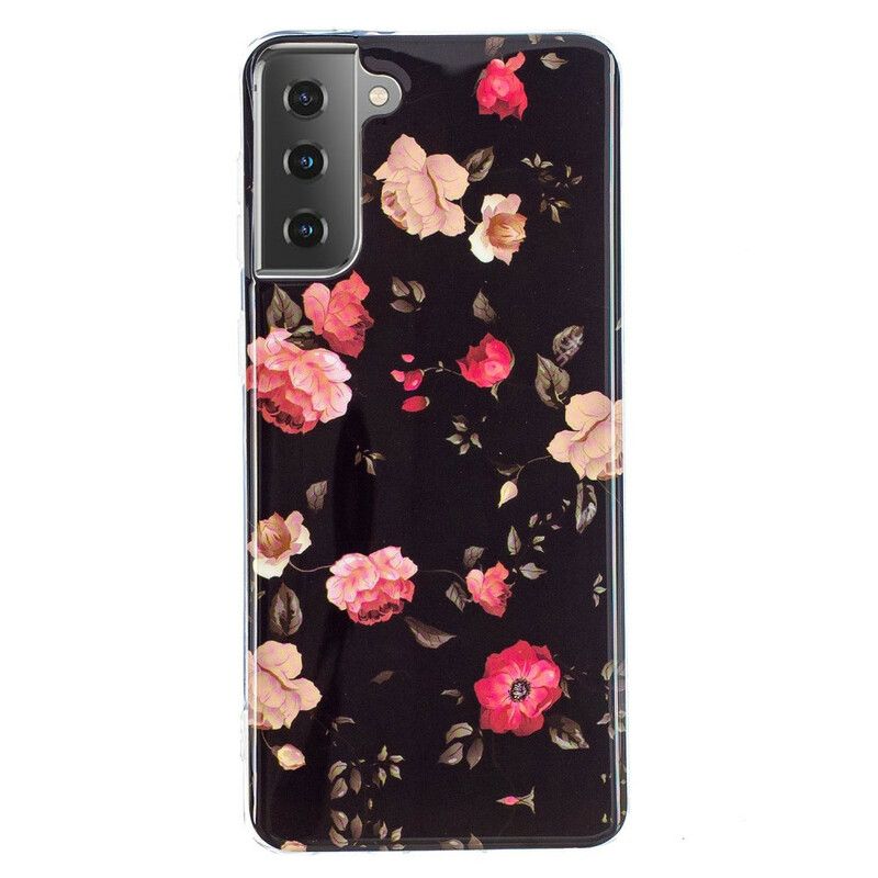 Cover Samsung Galaxy S21 5G Fluorescerende Blomsterserie