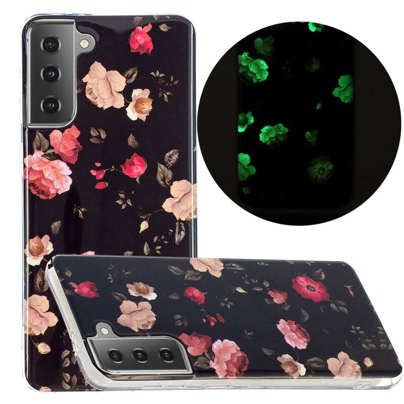 Cover Samsung Galaxy S21 5G Fluorescerende Blomsterserie