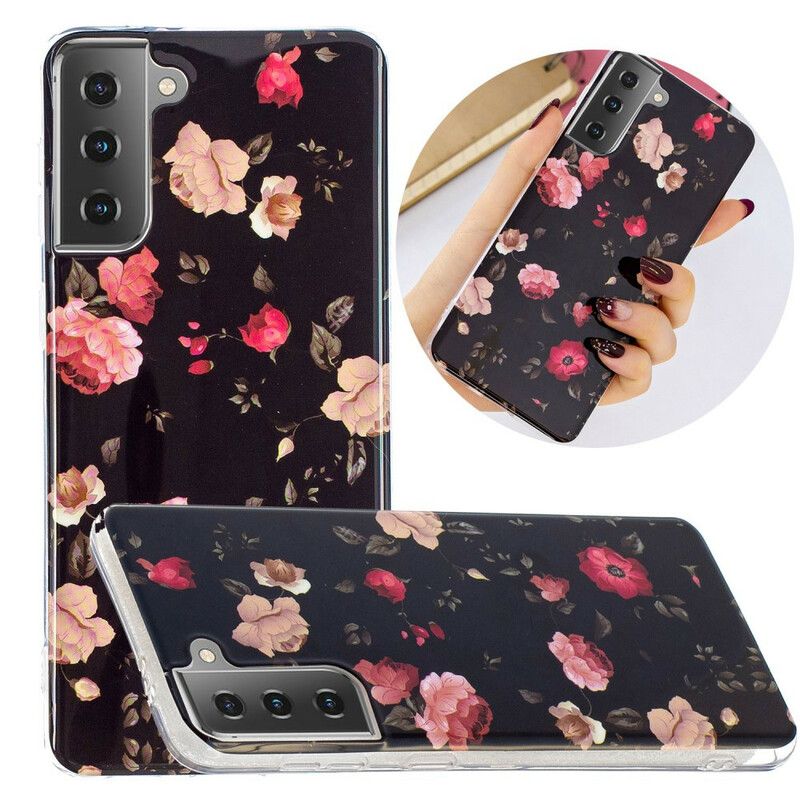 Cover Samsung Galaxy S21 5G Fluorescerende Blomsterserie