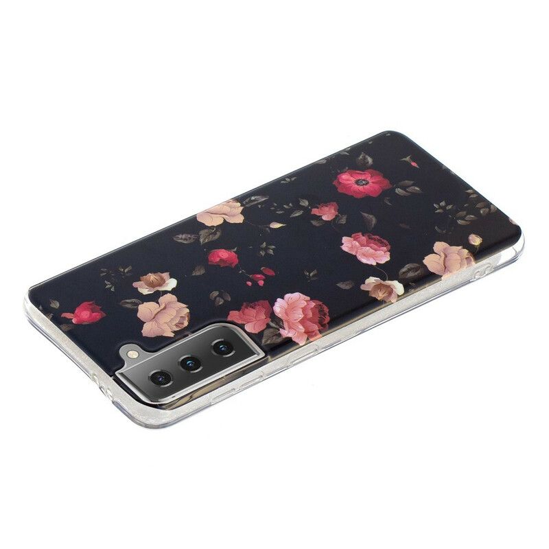 Cover Samsung Galaxy S21 5G Fluorescerende Blomsterserie