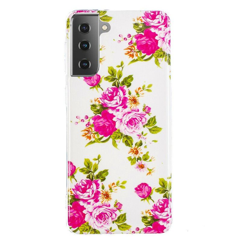 Cover Samsung Galaxy S21 5G Fluorescerende Frihedsblomster