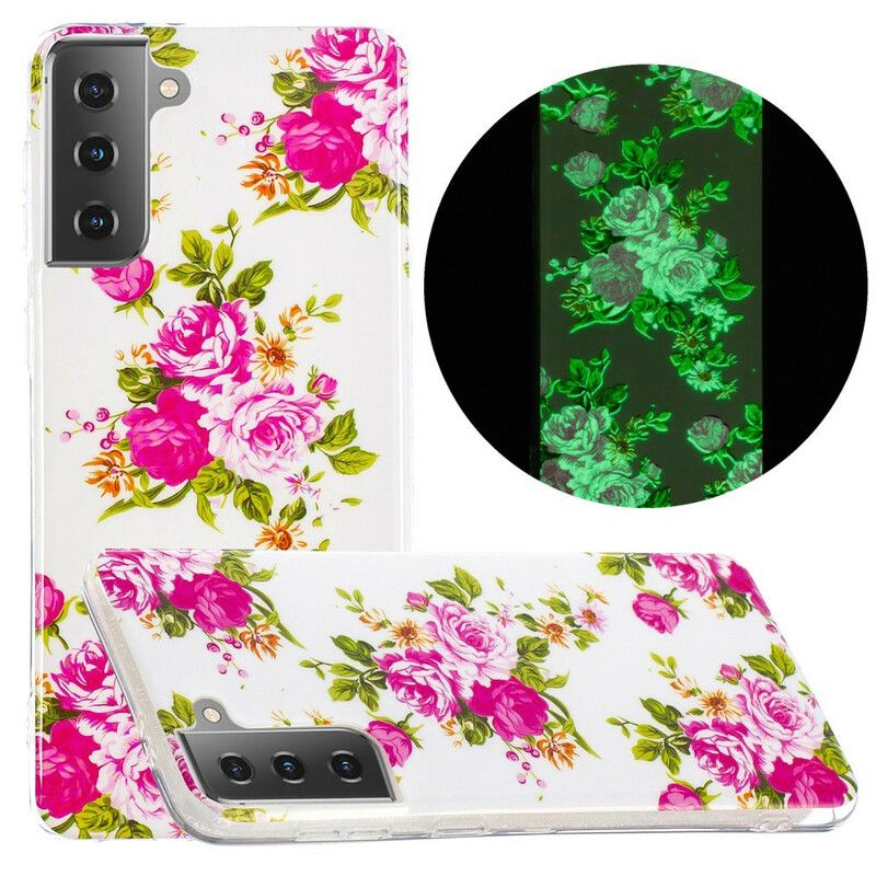 Cover Samsung Galaxy S21 5G Fluorescerende Frihedsblomster