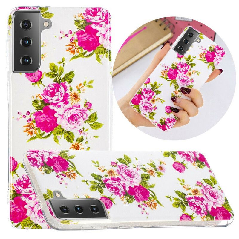 Cover Samsung Galaxy S21 5G Fluorescerende Frihedsblomster