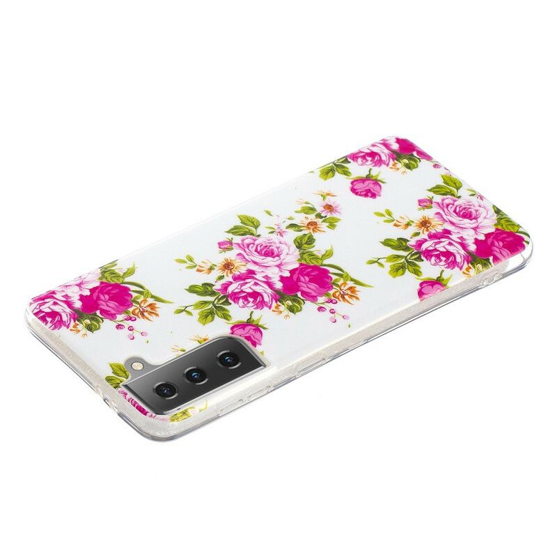 Cover Samsung Galaxy S21 5G Fluorescerende Frihedsblomster