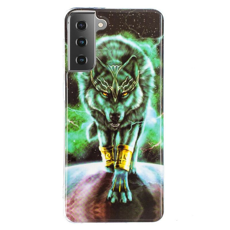 Cover Samsung Galaxy S21 5G Fluorescerende Wolf Series