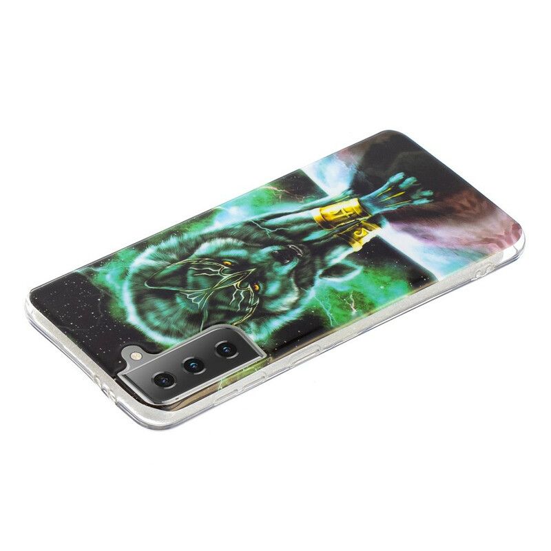 Cover Samsung Galaxy S21 5G Fluorescerende Wolf Series