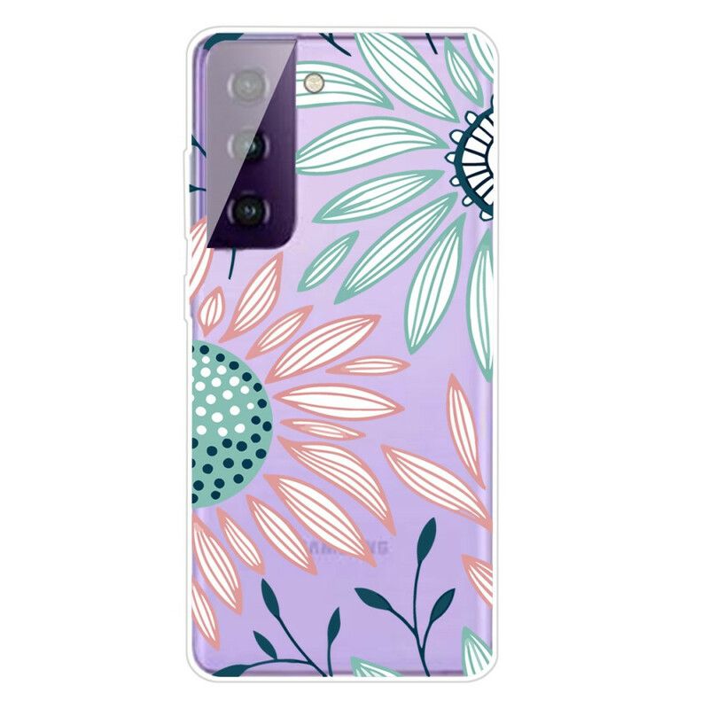 Cover Samsung Galaxy S21 5G En Gennemsigtig Blomst