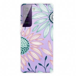 Cover Samsung Galaxy S21 5G En Gennemsigtig Blomst