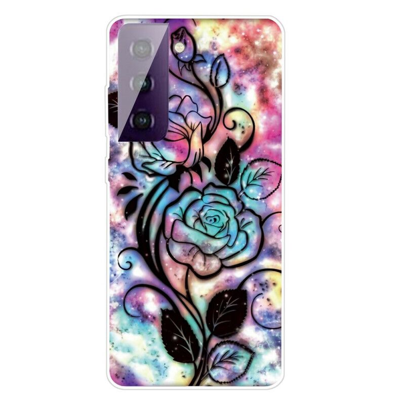 Cover Samsung Galaxy S21 5G Grafisk Blomst