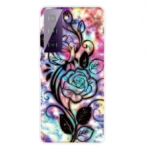 Cover Samsung Galaxy S21 5G Grafisk Blomst