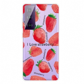 Cover Samsung Galaxy S21 5G Jordbær / Jeg Elsker Jordbær