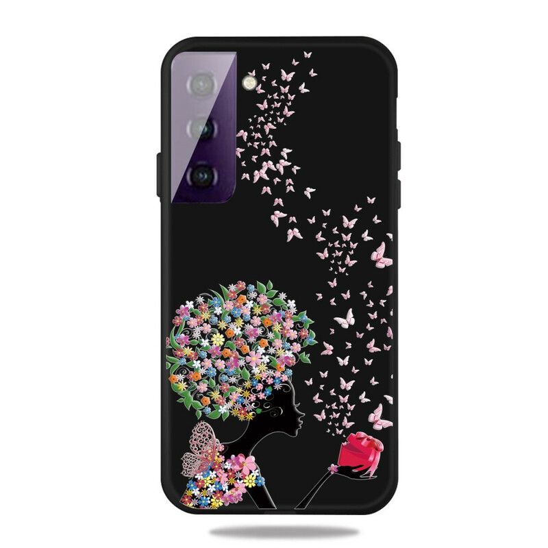 Cover Samsung Galaxy S21 5G Kvinde Med Blomsterhoved