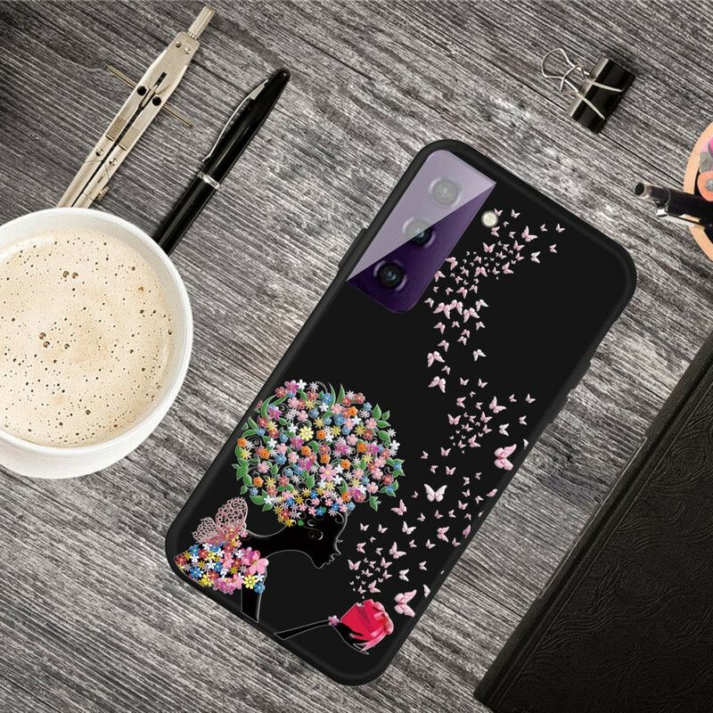 Cover Samsung Galaxy S21 5G Kvinde Med Blomsterhoved