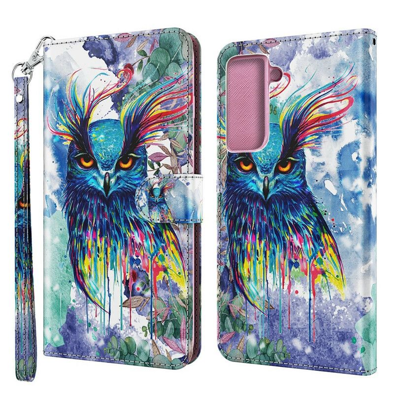 Flip Cover Samsung Galaxy S21 5G Akvarel Fugl