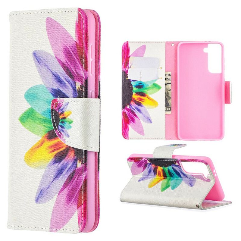 Flip Cover Samsung Galaxy S21 5G Akvarelblomst